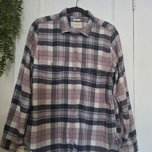American Eagle Outfitters Pink and Blue Plaid Shirt